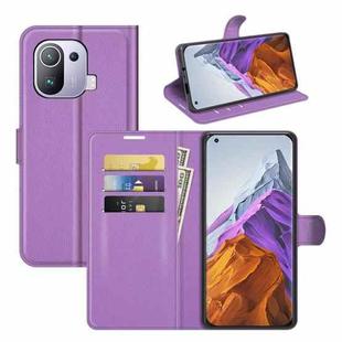 For Xiaomi Mi 11 Pro Litchi Texture Horizontal Flip Protective Case with Holder & Card Slots & Wallet(Purple)