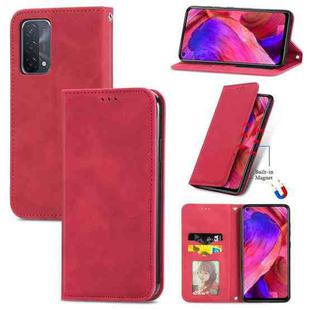 For OPPO A93 5G Retro Skin Feel Business Magnetic Horizontal Flip Leather Case With Holder & Card Slots & Wallet & Photo Frame(Red)