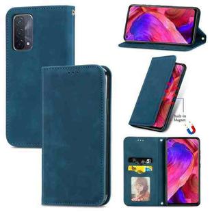 For OPPO A93 5G Retro Skin Feel Business Magnetic Horizontal Flip Leather Case With Holder & Card Slots & Wallet & Photo Frame(Blue)