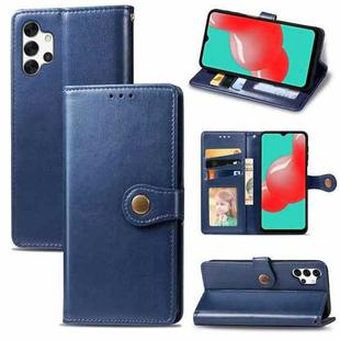 For Samsung Galaxy A32 4G Solid Color Leather Buckle Phone Case with Lanyard & Photo Frame & Card Slot & Wallet & Stand Function(Blue)