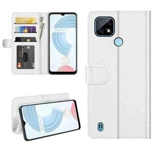 For OPPO Realme C21 R64 Texture Single Horizontal Flip Protective Case with Holder & Card Slots & Wallet & Photo Frame(White)