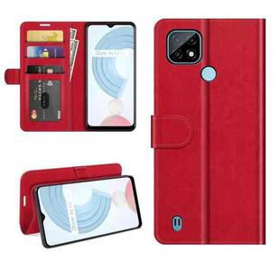 For OPPO Realme C21 R64 Texture Single Horizontal Flip Protective Case with Holder & Card Slots & Wallet & Photo Frame(Red)