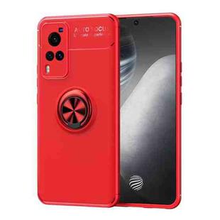 For vivo X60 Pro  Metal Ring Holder 360 Degree Rotating TPU Case(Red+Red)