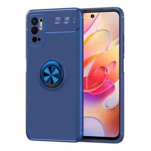 For Xiaomi Redmi Note10 5G Metal Ring Holder 360 Degree Rotating TPU Case(Blue+Blue)