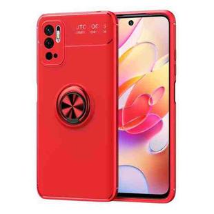 For Xiaomi Redmi Note10 5G Metal Ring Holder 360 Degree Rotating TPU Case(Red+Red)