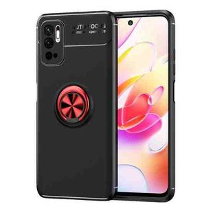 For Xiaomi Redmi Note10 5G Metal Ring Holder 360 Degree Rotating TPU Case(Black+Red)