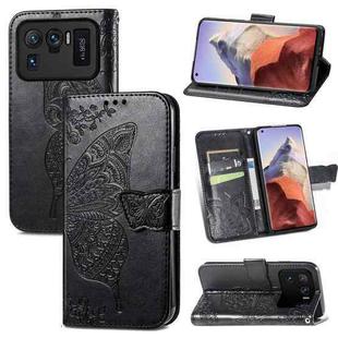 For Xiaomi Mi 11 Ultra Butterfly Love Flowers Embossed Horizontal Flip Leather Case with Holder & Card Slots & Wallet & Lanyard(Black)