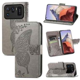For Xiaomi Mi 11 Ultra Butterfly Love Flowers Embossed Horizontal Flip Leather Case with Holder & Card Slots & Wallet & Lanyard(Grey)