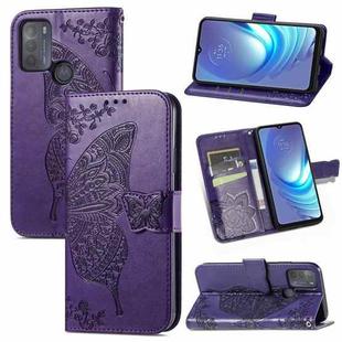 For Motorola Moto G50 Butterfly Love Flowers Embossed Horizontal Flip Leather Case with Holder & Card Slots & Wallet & Lanyard(Dark Purple)