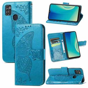 For ZTE Blade A7S 2020 Butterfly Love Flowers Embossed Horizontal Flip Leather Case with Holder & Card Slots & Wallet & Lanyard(Blue)