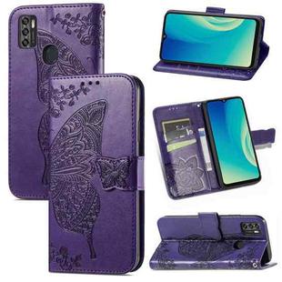 For ZTE Blade A7S 2020 Butterfly Love Flowers Embossed Horizontal Flip Leather Case with Holder & Card Slots & Wallet & Lanyard(Dark Purple)