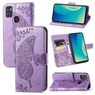 For ZTE Blade A7S 2020 Butterfly Love Flowers Embossed Horizontal Flip Leather Case with Holder & Card Slots & Wallet & Lanyard(Light Purple)