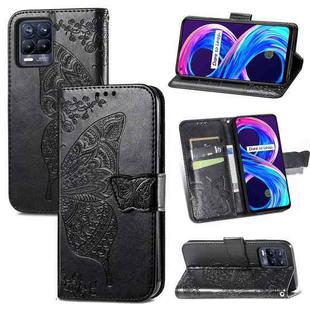 For OPPO Realme 8 / 8 Pro Butterfly Love Flowers Embossed Horizontal Flip Leather Case with Holder & Card Slots & Wallet & Lanyard(Black)