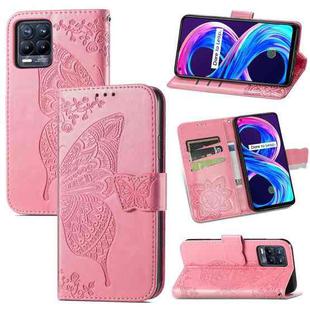 For Realme V13 5G/ 8 5G / Q3i 5G / Q3 5G Butterfly Love Flowers Embossed Horizontal Flip Leather Case with Holder & Card Slots & Wallet & Lanyard(Pink)