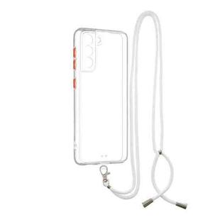 Transparent PC+TPU Phone Case with Contrast Color Button & Neck Lanyard For Samsung Galaxy S21 5G(Transparent)