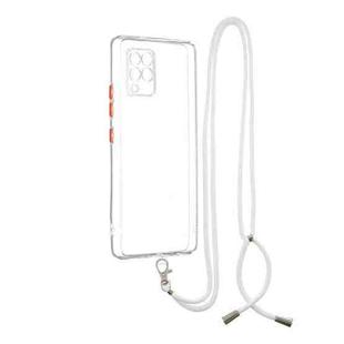 Transparent PC+TPU Phone Case with Contrast Color Button & Neck Lanyard For Samsung Galaxy A42 5G(Transparent)