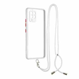 Transparent PC+TPU Phone Case with Contrast Color Button & Neck Lanyard For Samsung Galaxy A42 5G(White)