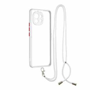 For Xiaomi Mi 11 Transparent PC+TPU Phone Case with Contrast Color Button & Neck Lanyard(White)