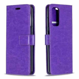 For Motorola Moto G100 Crazy Horse Texture Horizontal Flip Leather Case with Holder & Card Slots & Wallet & Photo Frame(Purple)