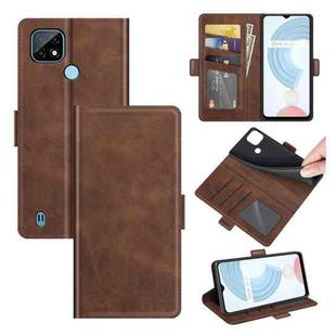 For OPPO Realme C21 Dual-side Magnetic Buckle Horizontal Flip Leather Case with Holder & Card Slots & Wallet(Brown)