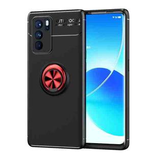 For OPPO Reno6 Pro Metal Ring Holder 360 Degree Rotating TPU Case(Black+Red)