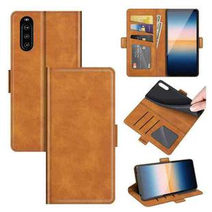 For Sony Xperia 10 III Dual-side Magnetic Buckle Horizontal Flip Leather Case with Holder & Card Slots & Wallet(Yellow)