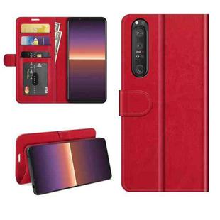 For Sony Xperia 1 III R64 Texture Single Horizontal Flip Protective Case with Holder & Card Slots & Wallet& Photo Frame(Red)