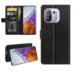 For Xiaomi Mi 11 Pro 5G / 4G R64 Texture Single Horizontal Flip Protective Case with Holder & Card Slots & Wallet& Photo Frame(Black)