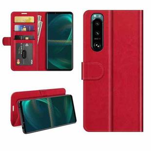 For Sony Xperia 5 III R64 Texture Single Horizontal Flip Protective Case with Holder & Card Slots & Wallet& Photo Frame(Red)