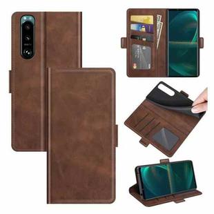 For Sony Xperia 5 III Dual-side Magnetic Buckle Horizontal Flip Leather Case with Holder & Card Slots & Wallet(Brown)
