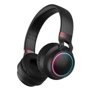 BD01 Colorful LED Bluetooth 5.0 Headphones Foldable Wireless HiFi Stereo Headset with Mic, Support TF Card / 3.5mm AUX(Black)