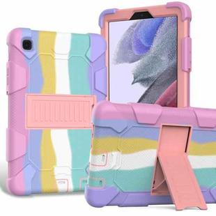 For Samsung Galaxy Tab A7 Lite T220 / T225 Two-Color Robot Shockproof Silicone + PC Protective Case with Holder(Rainbow+Rose Gold)