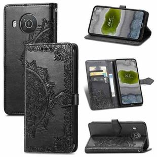 For Nokia X10 Mandala Flower Embossed Horizontal Flip Leather Case with Bracket / Card Slot / Wallet / Lanyard(Black)