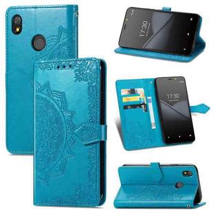 For TECNO Pop 3 Mandala Flower Embossed Horizontal Flip Leather Case with Bracket / Card Slot / Wallet / Lanyard(Blue)