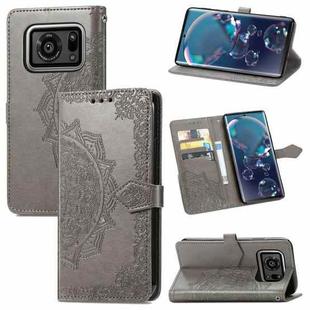 For Sharp R6 Mandala Flower Embossed Horizontal Flip Leather Case with Bracket / Card Slot / Wallet / Lanyard(Gray)