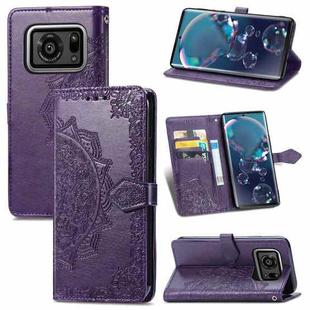 For Sharp R6 Mandala Flower Embossed Horizontal Flip Leather Case with Bracket / Card Slot / Wallet / Lanyard(Purple)