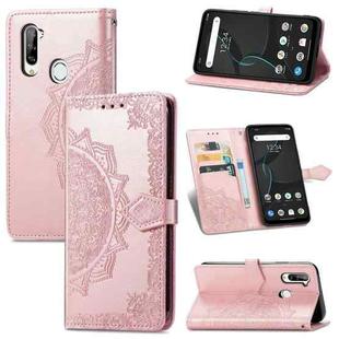 For ZTE Libero 5G Mandala Flower Embossed Horizontal Flip Leather Case with Bracket / Card Slot / Wallet / Lanyard(Rose Gold)