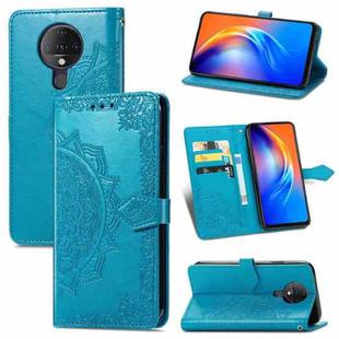 For TECNO SPARK 6 Mandala Flower Embossed Horizontal Flip Leather Case with Bracket / Card Slot / Wallet / Lanyard(Blue)