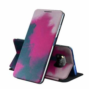 For Xiaomi Poco X3 NFC Voltage Watercolor Pattern Skin Feel Horizontal Flip PU Leather Case with Holder(Berry)