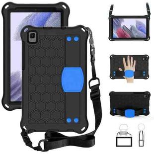 For Samsung Galaxy A7 Lite T220 / T225 Honeycomb Design EVA + PC Material Four Corner Anti Falling Flat Protective Shell with Strap(Black+Blue)