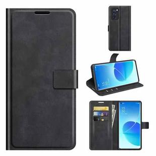 For OPPO Reno6 Pro 5G Retro Calf Pattern Buckle Horizontal Flip Leather Case with Holder & Card Slots & Wallet(Black)