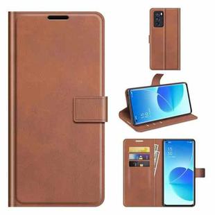 For OPPO Reno6 Pro 5G Retro Calf Pattern Buckle Horizontal Flip Leather Case with Holder & Card Slots & Wallet(Light Brown)