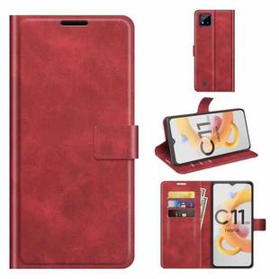 For OPPO Realme C11 2021 Retro Calf Pattern Buckle Horizontal Flip Leather Case with Holder & Card Slots & Wallet(Red)