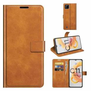 For OPPO Realme C11 2021 Retro Calf Pattern Buckle Horizontal Flip Leather Case with Holder & Card Slots & Wallet(Yellow)