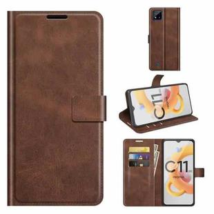 For OPPO Realme C11 2021 Retro Calf Pattern Buckle Horizontal Flip Leather Case with Holder & Card Slots & Wallet(Dark Brown)