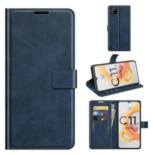 For OPPO Realme C11 2021 Retro Calf Pattern Buckle Horizontal Flip Leather Case with Holder & Card Slots & Wallet(Blue)