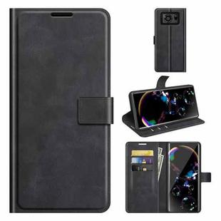 For Sharp Aquos R6 Retro Calf Pattern Buckle Horizontal Flip Leather Case with Holder & Card Slots & Wallet(Black)