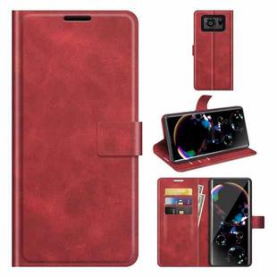 For Sharp Aquos R6 Retro Calf Pattern Buckle Horizontal Flip Leather Case with Holder & Card Slots & Wallet(Red)