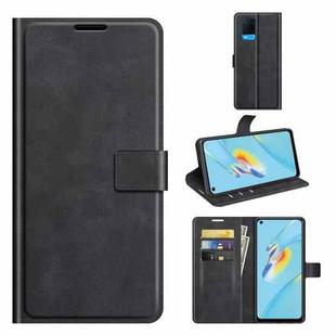 For OPPO A54 4G Retro Calf Pattern Buckle Horizontal Flip Leather Case with Holder & Card Slots & Wallet(Black)