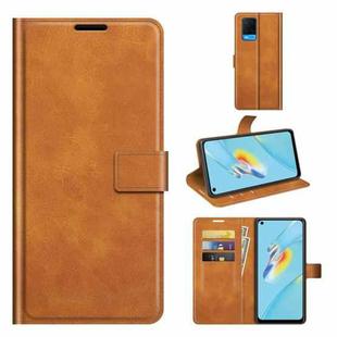 For OPPO A54 4G Retro Calf Pattern Buckle Horizontal Flip Leather Case with Holder & Card Slots & Wallet(Yellow)